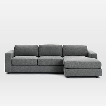 Urban Sectional Set 01: Left Arm 2 Seater Sofa, Right Arm Chaise, Poly, Distressed Velvet, Light Taupe, Concealed Support - Image 1