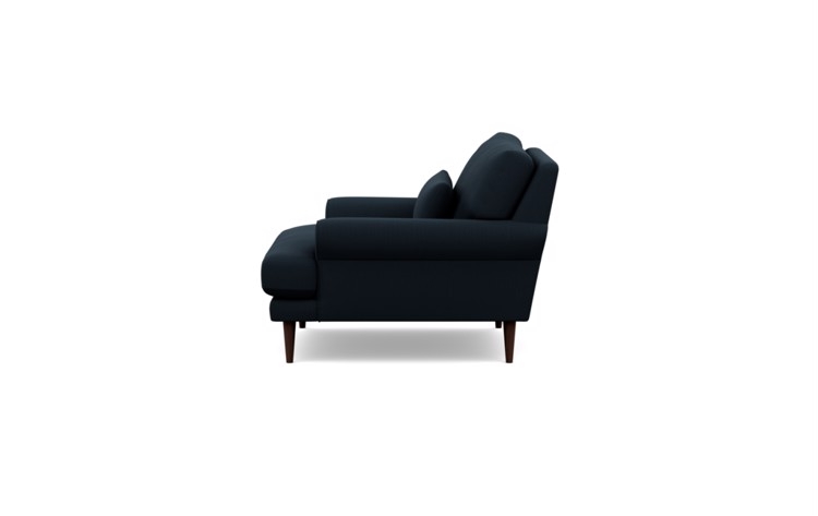 Maxwell Chairs in Midnight Blue Fabric with Oiled Walnut with Tapered legs - Image 2
