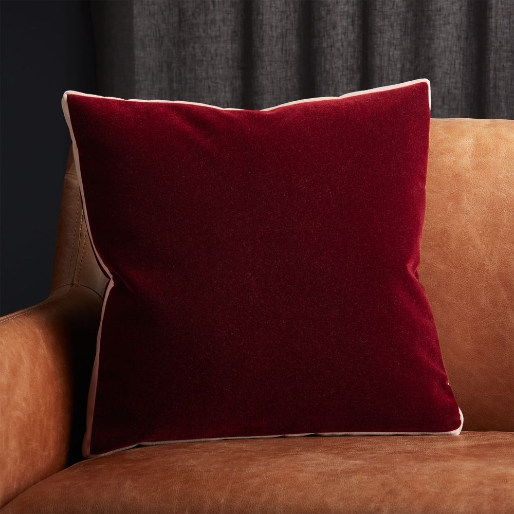 18" Bardo Rust Velvet Pillow with Down-Alternative Pillow Insert - Image 1