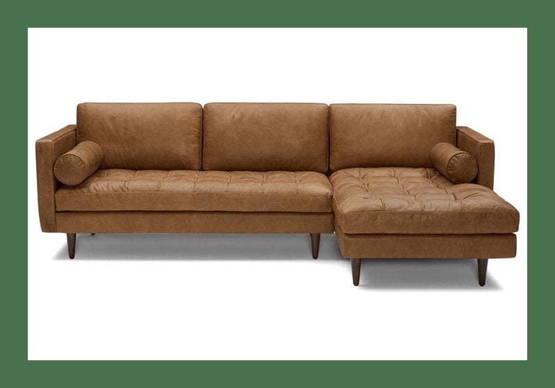 Brown Briar Mid Century Modern Leather Sectional - Santiago Ale - Mocha - Right - Image 0