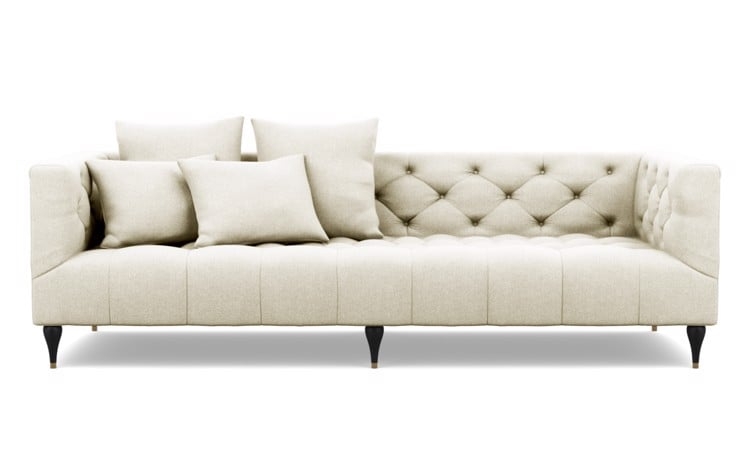 Ms. Chesterfield Sofa in Vanilla Matte Black with Brass Cap legs - Image 0