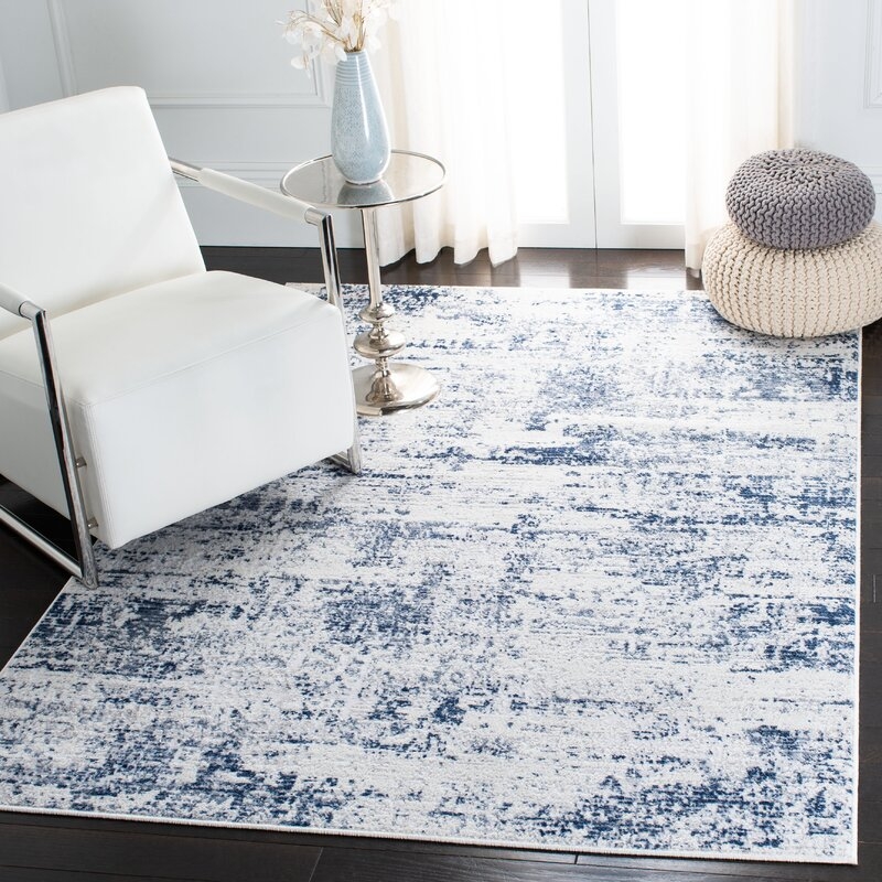 Justine Abstract Ivory/Navy Indoor Area Rug - Image 3