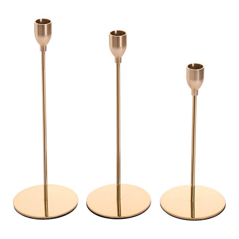 3 Piece Metal Tabletop Candlestick Set - Image 0