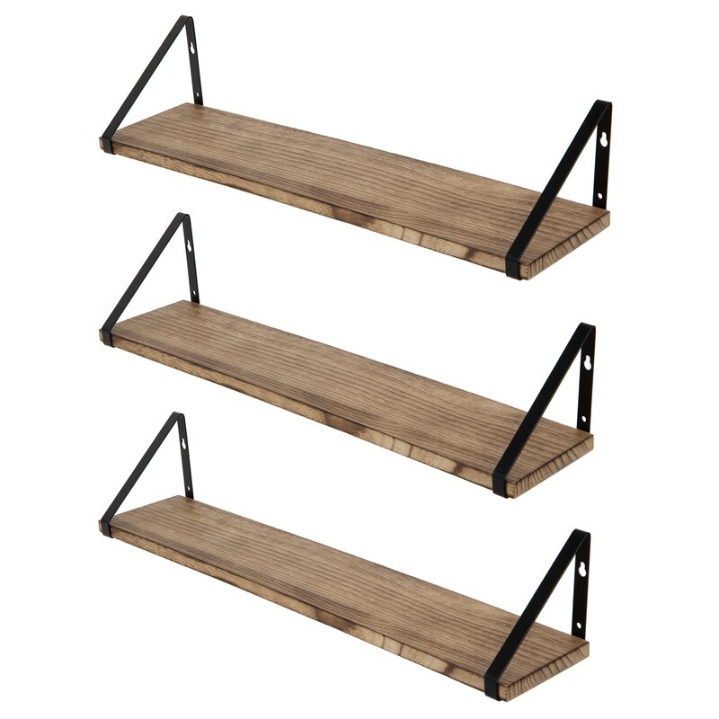 Gerika 3 Piece Solid Wood Bracket Shelf (Set of 3) - Image 0