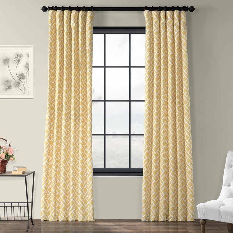 Berumen 100% Cotton Geometric Room Darkening Rod Pocket Single Curtain Panel - Image 0