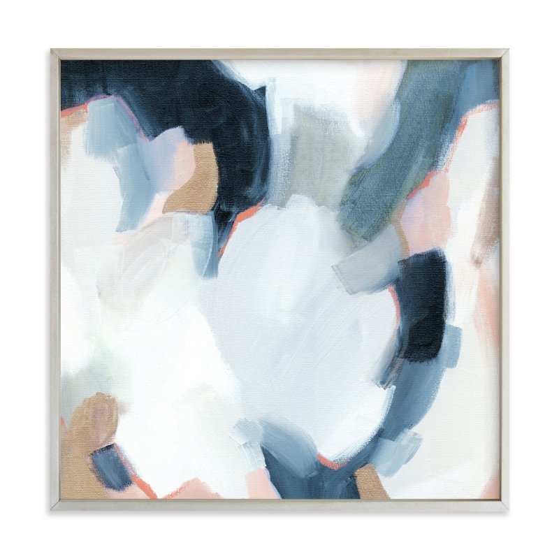 Lush Composition -  30" X 30" - Wedgewood Blue - Champagne Silver Frame - No Mat - Image 0