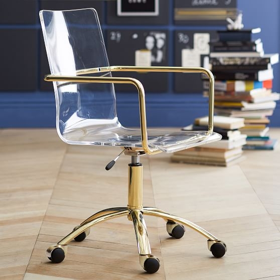 Gold Paige Acrylic Swivel Desk Chair - Image 1
