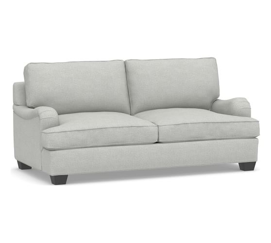 PB English Arm Upholstered Sofa 80.5", Box Edge Down Blend Wrapped Cushions, Basketweave Slub Ash - Image 0