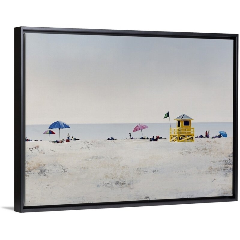'Sun and Sand I' Painting on Canvas, Black Floater Frame, 31.7" H x 41.7" W x 1.75" D - Image 0