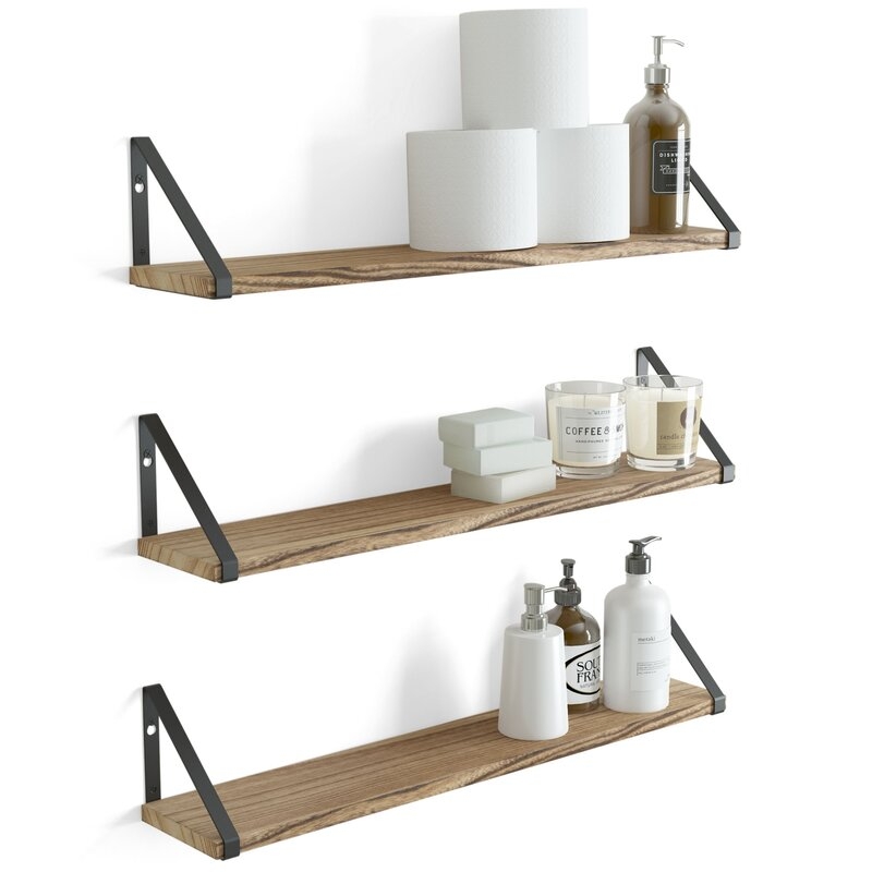 Gerika 3 Piece Solid Wood Bracket Shelf (Set of 3) - Image 1