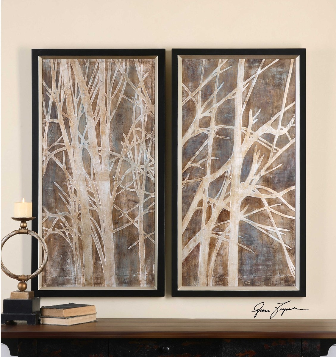 TWIGS HAND PAINTED CANVASES, S/2 - Image 1