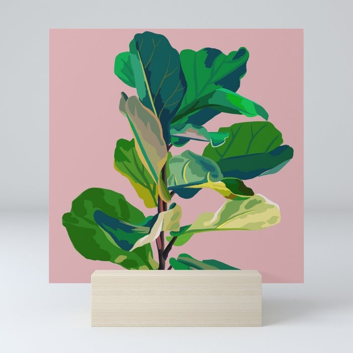fiddle leaf fig Mini Art Print - with stand - Image 0
