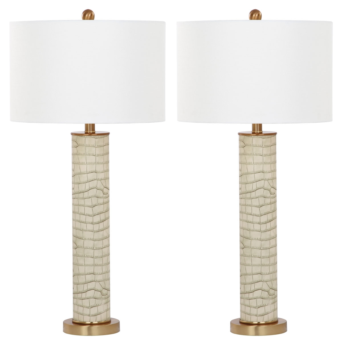 Ollie 31.5-Inch H Faux Alligator Table Lamp - Cream - Arlo Home - Image 0