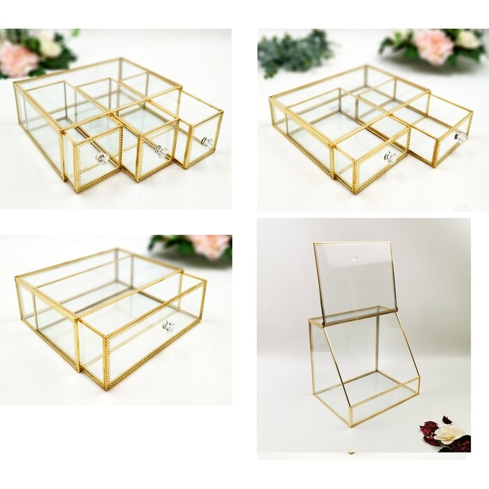 Condon Glass with Brass Makeup Organizer - Image 1
