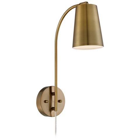 360 Lighting Sully 19" High Warm Brass Plug-In Wall Lamp - Image 0