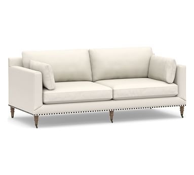 Tallulah Upholstered Sofa 84", Down Blend Wrapped Cushions, Performance Heathered Tweed Ivory - Image 1