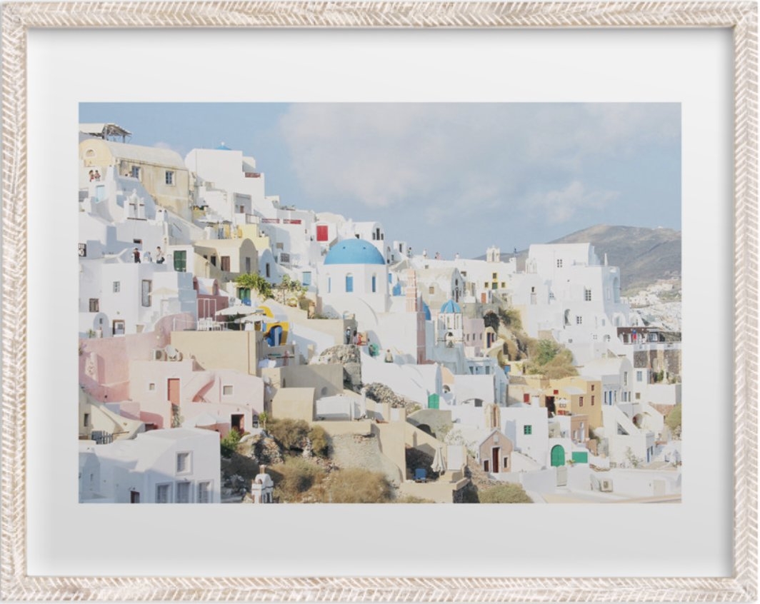 Greek Paradise - Whitewashed Herringbone Wood Frame - 18" x 24" - Image 0