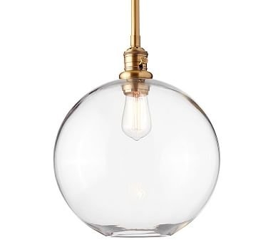 12.5" Glass Globe Pole Pendant with Brass Pole - Image 1