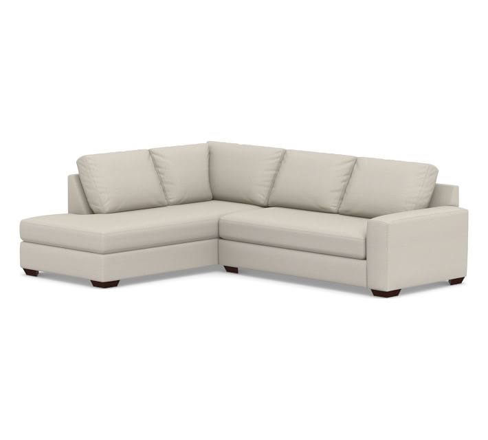 Big Sur Square Arm Upholstered Right Loveseat Return Bumper Sectional with Bench Cushion, Down Blend Wrapped Cushions, Performance Heathered Tweed Pebble - Image 0