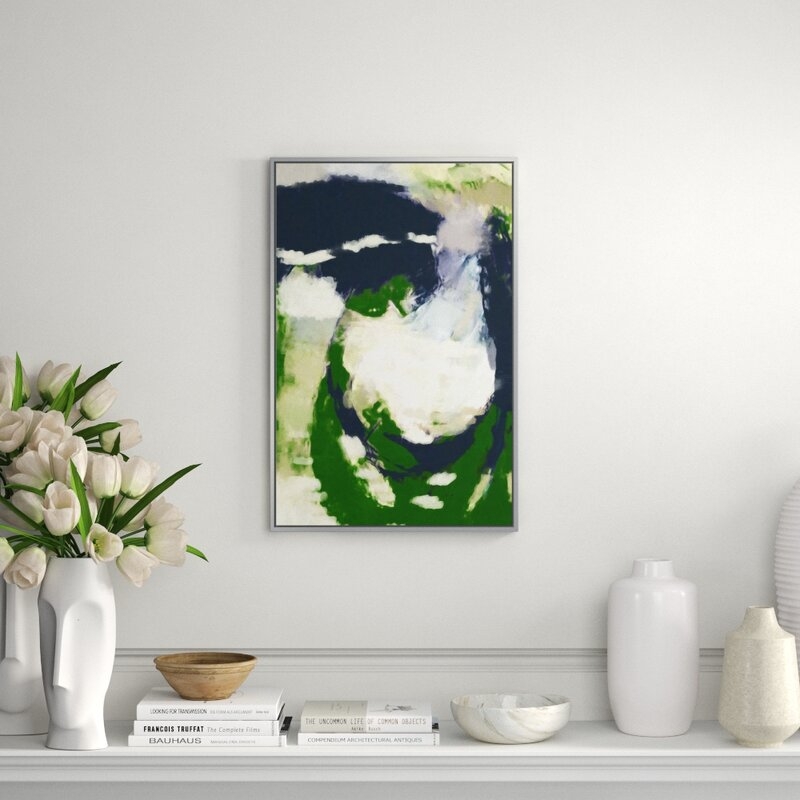NAVY PERIDOT WAVE II' - FLOATER FRAME GRAPHIC ART PRINT ON CANVAS - Image 0