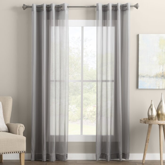 Wayfair Basics Solid Sheer Grommet Single Curtain Panel White 95" L - Image 0
