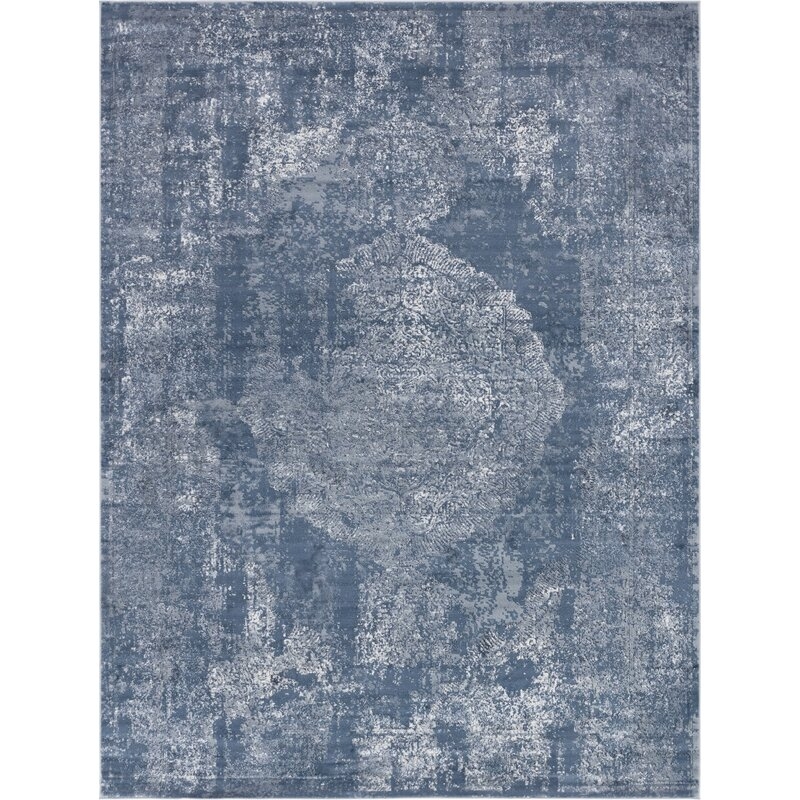 Bungalow Rose Penishaw Oriental Blue Area Rug - 9'x12' - Image 0