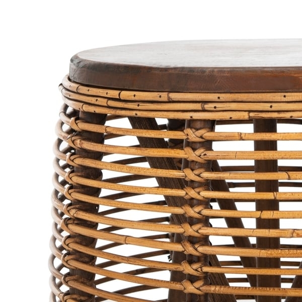 Maui Rattan Drum Stool Table - Honey Brown Wash - Safavieh - Image 4