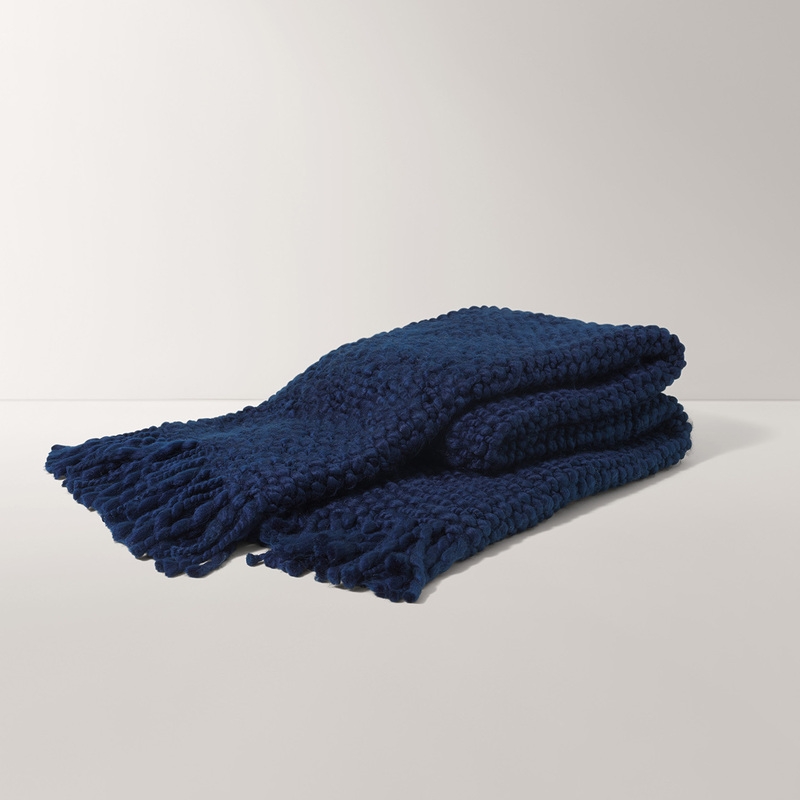The Navy Essential Hand-Woven Throw Blanket Blanket in Mixed - Image 1