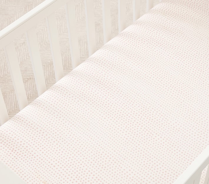 Organic Blush Falling Dot Crib Fitted Sheet - Image 0