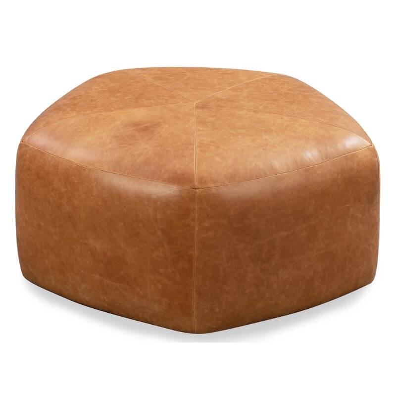 Rowley Leather Pouf - Cognac Tan - Image 3