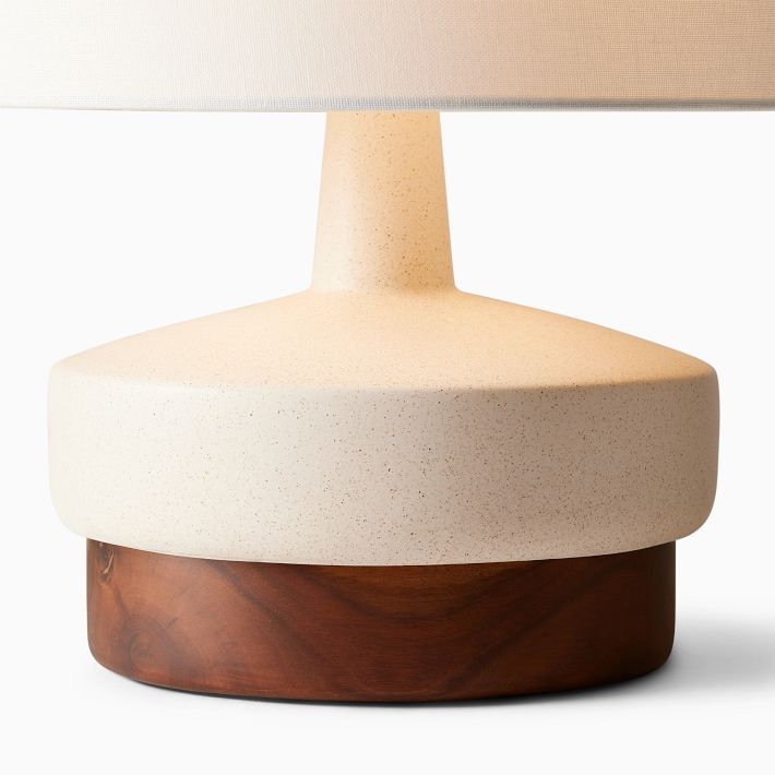 Wood and Ceramic Table Lamp White White Linen (17") - Image 4