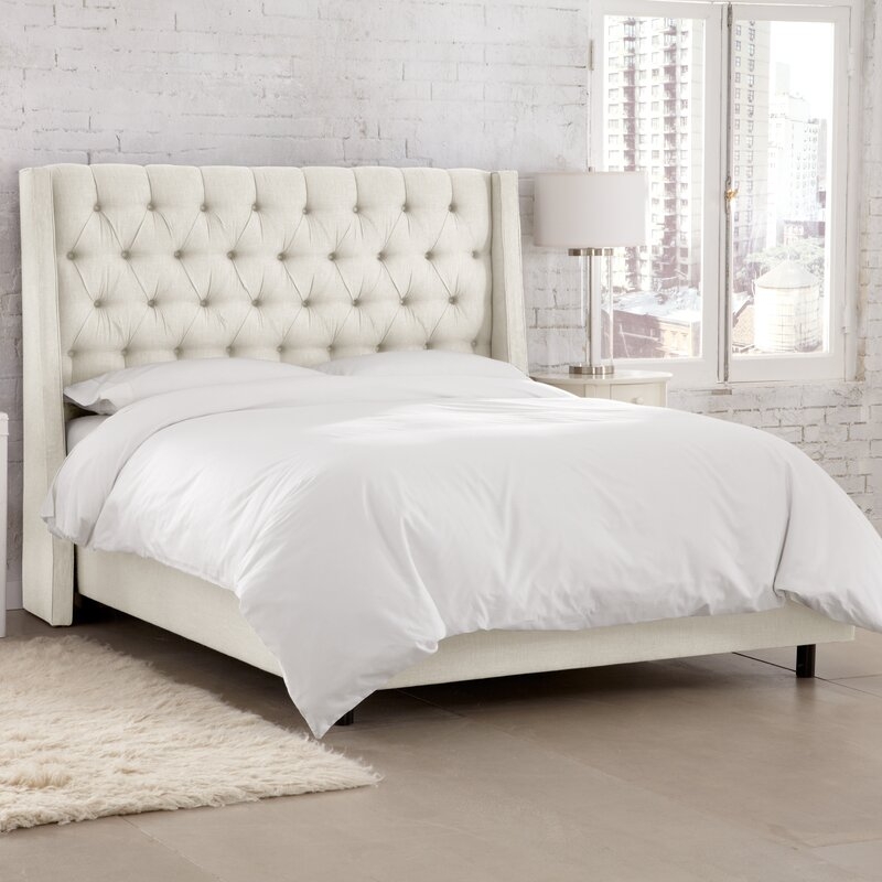 JESSINE UPHOLSTERED BED - King size - white - Image 1
