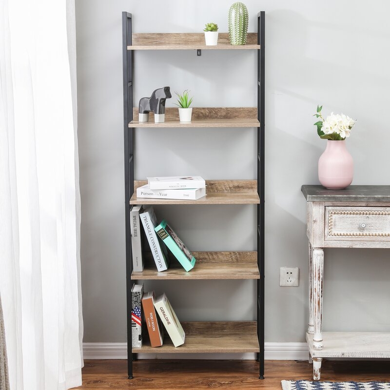 Chesley Wood and Metal Etagere Bookcase - Image 2
