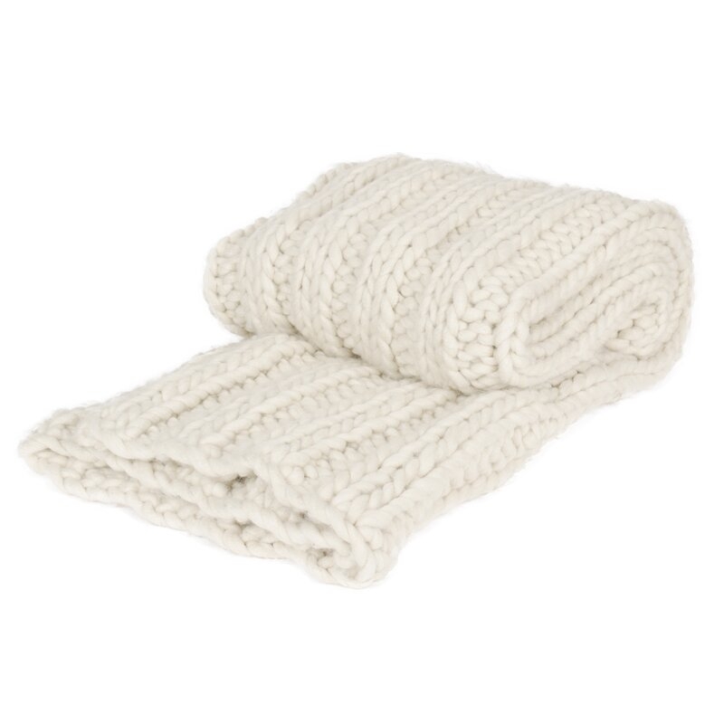 Chunky Knit Throw - Natural White - Image 1