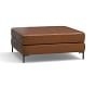 Jake Leather Sectional Ottoman with Bronze Legs, Down Blend Wrapped Cushions, Leather Signature Maple - Image 1