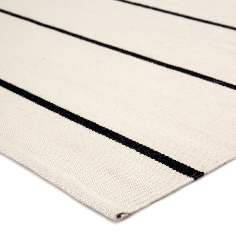 Mcfadden Stripes Handwoven Flatweave Ivory/Black Indoor/Outdoor Area Rug - Image 1