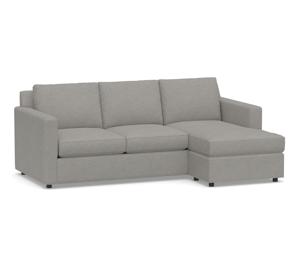Sanford Square Arm Upholstered Sofa with Reversible Storage Chaise Sectional, Polyester Wrapped Cushions, Performance Heathered Basketweave Platinum - Image 0
