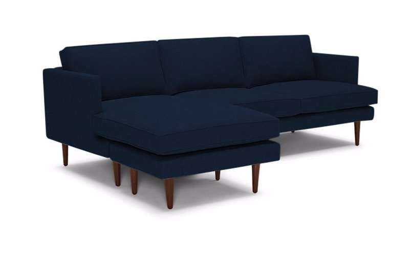 Preston Mid Century Modern Reversible Sectional - Cobalt blue Velvet, mocha legs and additional cushion - Image 6