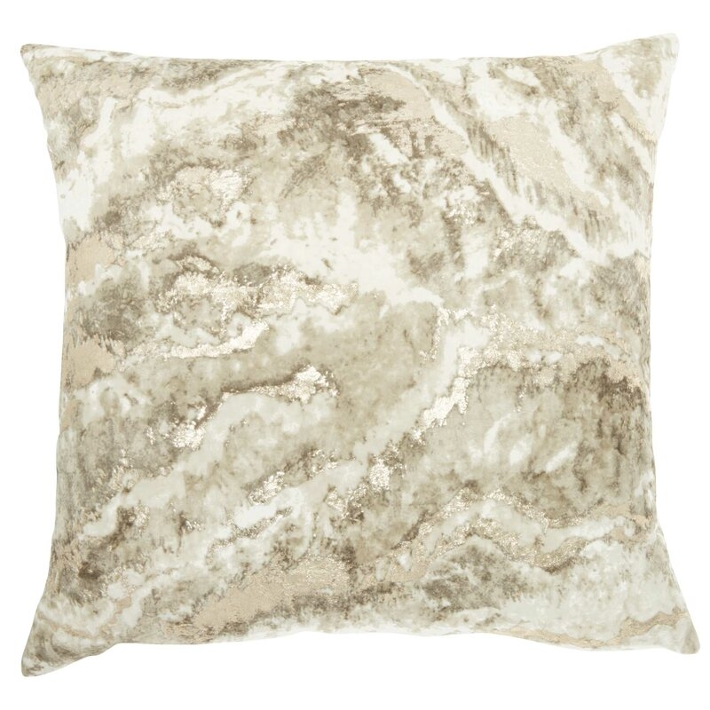 Beige Metallic Marble Throw Pillow - Image 0