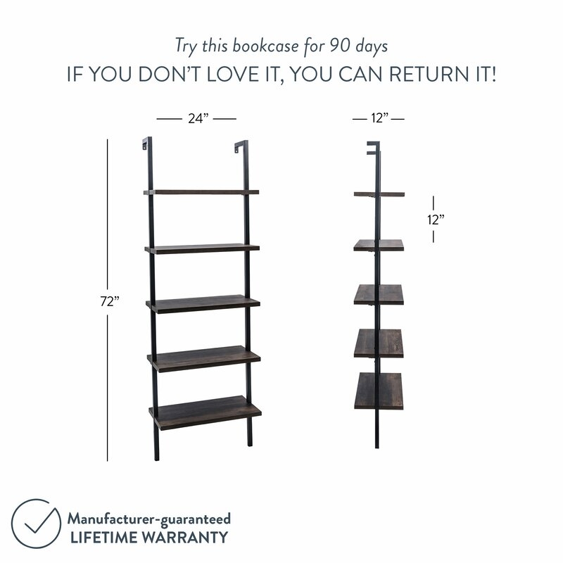Zachary 72.5'' H x 24'' W Steel Ladder Bookcase - Image 1