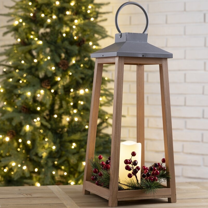 8.27'' Battery Powered Outdoor Lantern with Electric Candle - Image 0