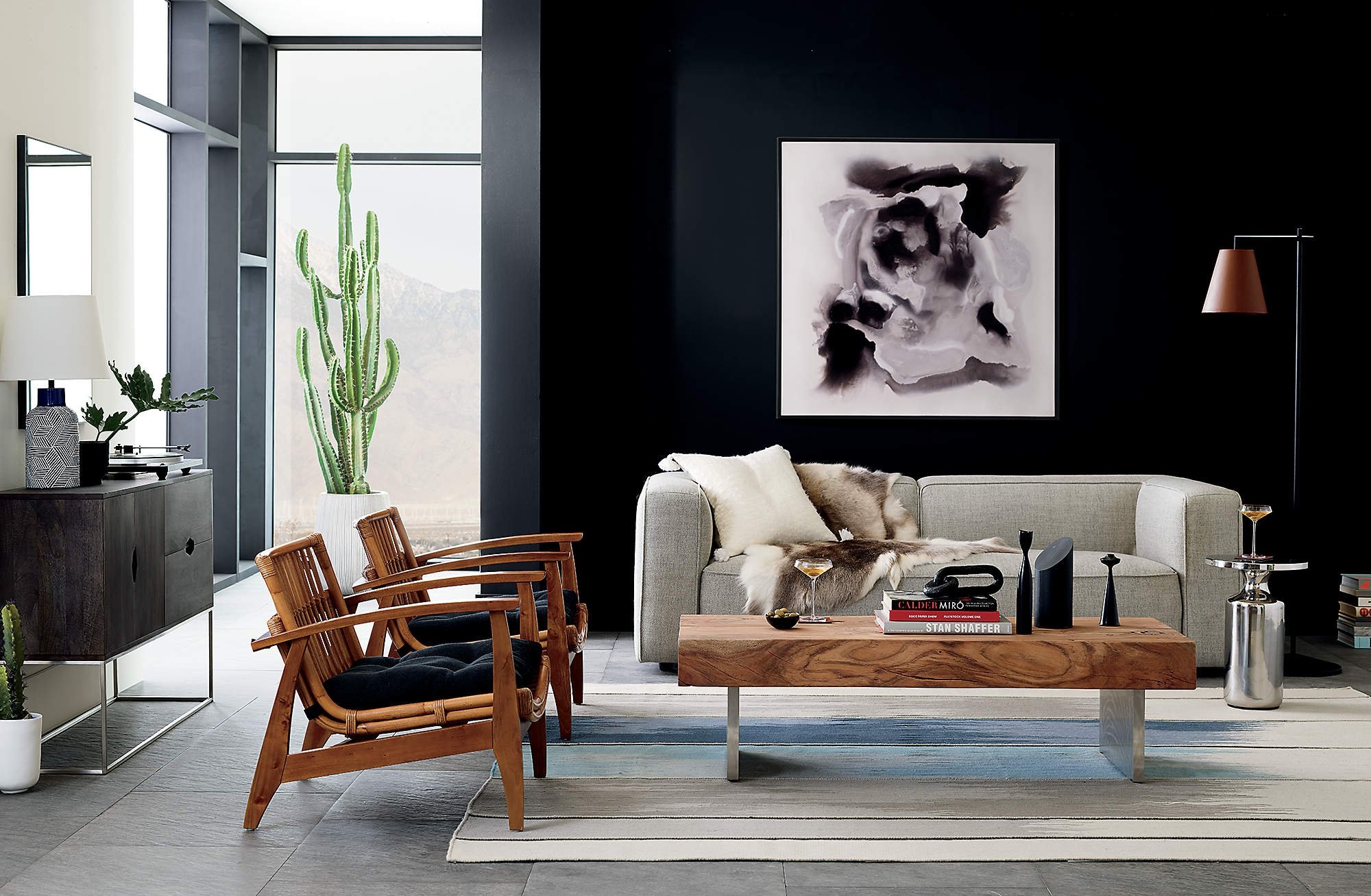Noelie Rattan Lounge Chair, Black Cushion - Image 8