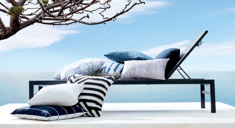 20" Pinstripe Reversible Jacquard Outdoor Pillow - Image 3