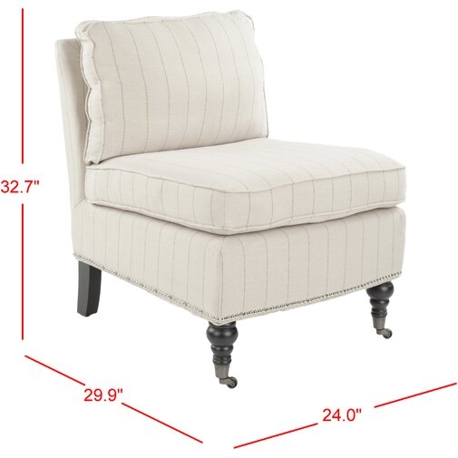 Slipper Chair - Flax Beige Pinstripe - Image 8