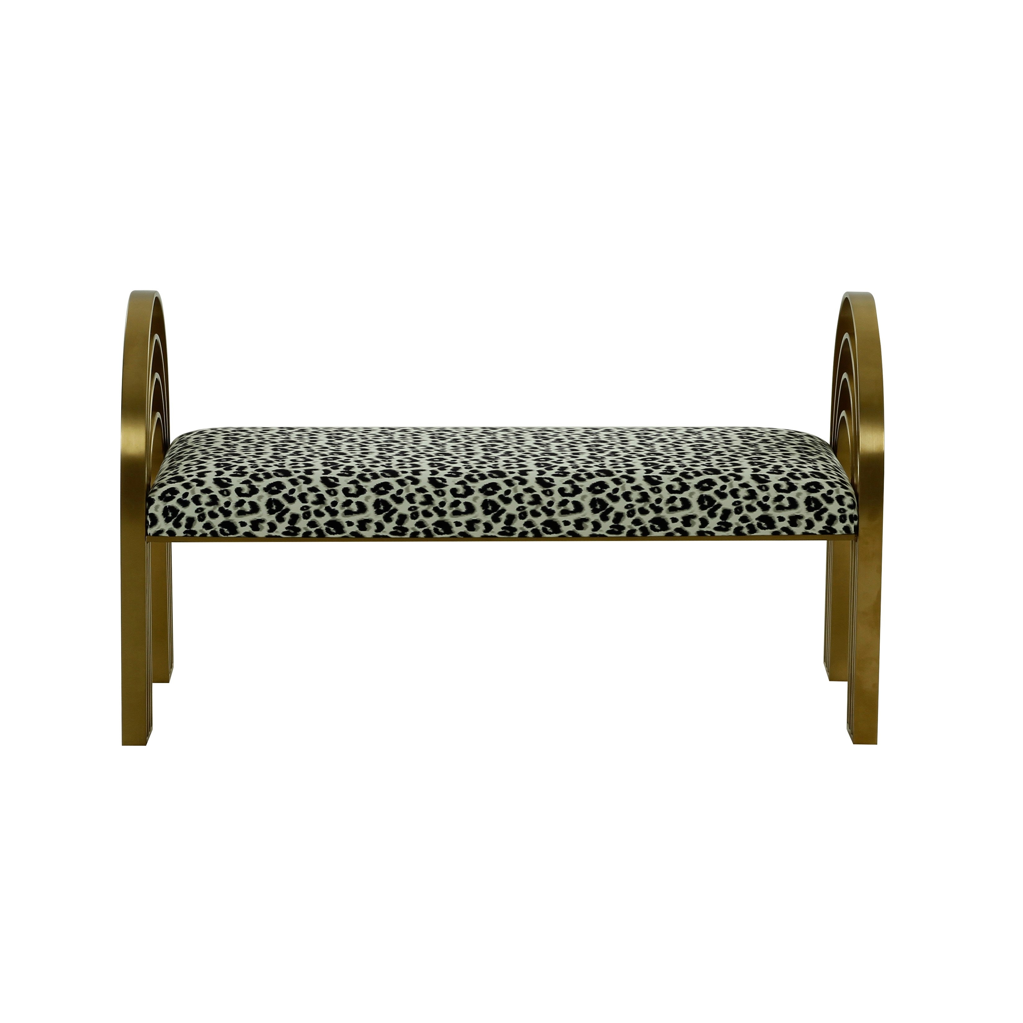 Mavis Leopard Print Velvet Bench - Image 1