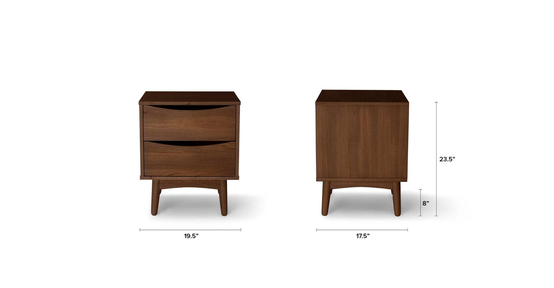 Culla Walnut 2 Drawer Nightstand - Image 4
