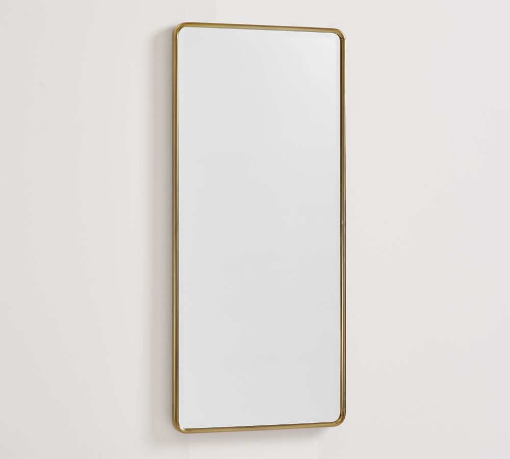 Tumbled Brass Vintage Fixed Slim Mirror, 19x42" - Image 0