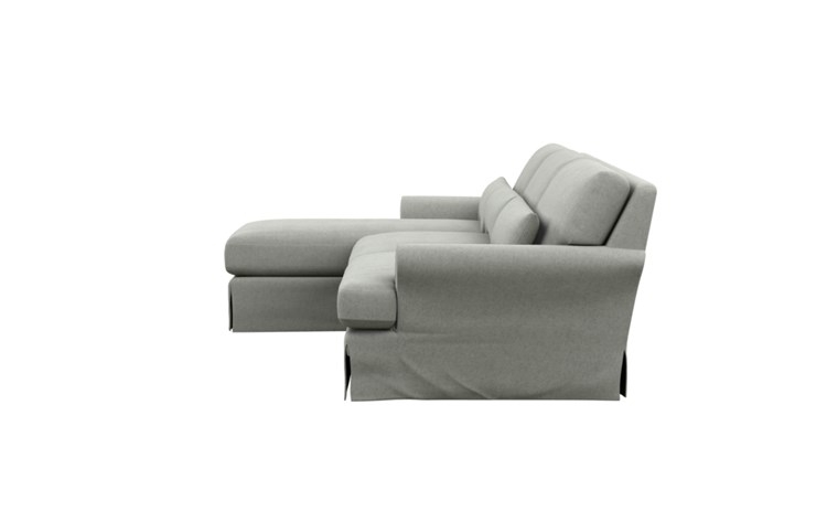 MAXWELL SLIPCOVERED Sofa with Left Chaise in Ecru Monochromatic Plush - Matte Black with Brass Cap Stiletto Leg - Image 2
