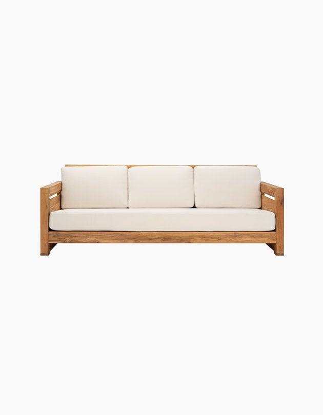 Guadeloupe Outdoor 3-Seat Sofa - Natural/White - Arlo Home - Image 0