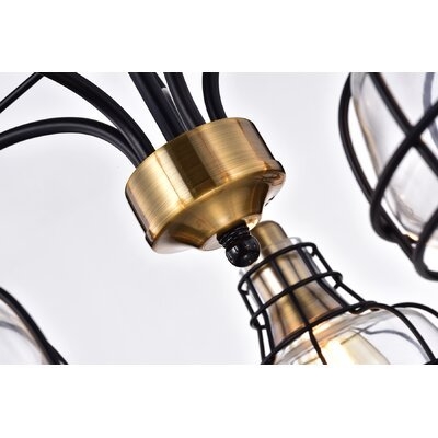 Sealey 5-Light Black and Antique Gold Chandelier with Clear Glass Shade - Image 0